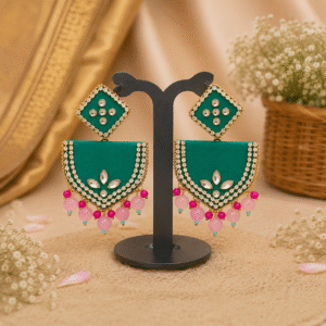 Emerald Green Fabric Drop Earrings