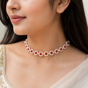Jayaska Handmade Floral Pearl Choker Set