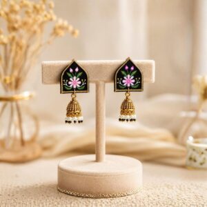 Handpainted Traditional Fabric Jhumka Earrings for Women