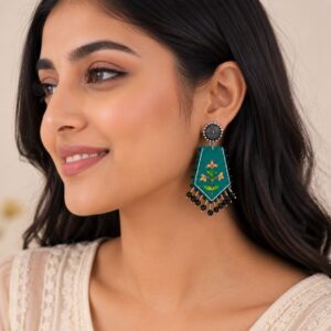 Handpainted Traditional Fabric Jhumka Earring