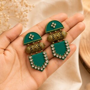 Emerald Royal Kundan Statement Earrings